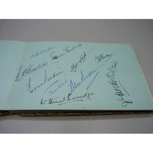 848 - An autograph book containing cricket signatures, Glamorgan, Surrey, Northants, Warwickshire, Derbysh... 