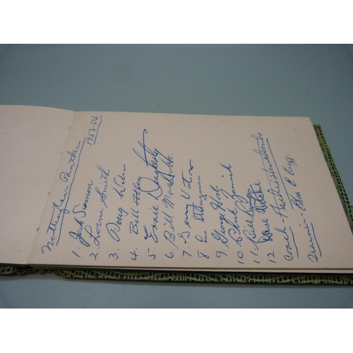 848 - An autograph book containing cricket signatures, Glamorgan, Surrey, Northants, Warwickshire, Derbysh... 