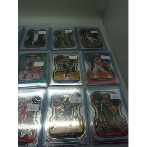 856 - Forty-four holo Panini Prizm basketball cards including Alexsej Pokusevski in protective sleeves