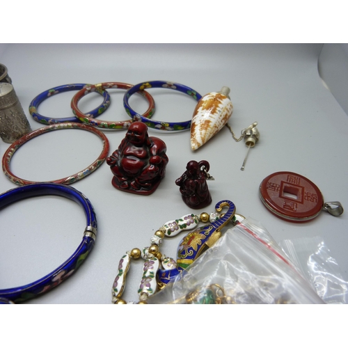 876 - A collection of cloisonne jewellery, etc.