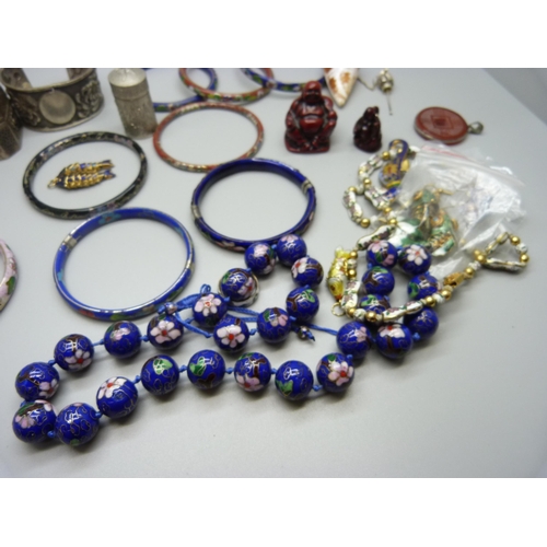 876 - A collection of cloisonne jewellery, etc.