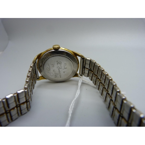 886 - A gentleman's Rotary calendar day/date moon wristwatch, the case back bears inscription dated 1953