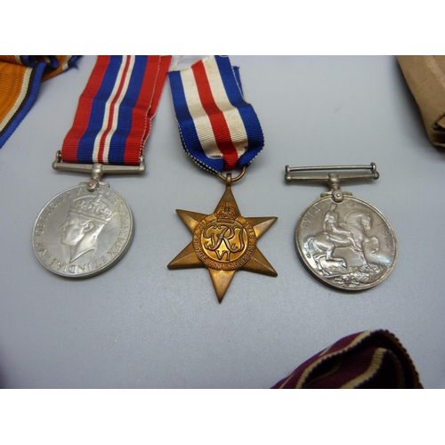 900 - A group of six medals, a George V For Meritorious Service Medal and a trio of WWI medals to 17982 A.... 