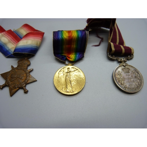 900 - A group of six medals, a George V For Meritorious Service Medal and a trio of WWI medals to 17982 A.... 