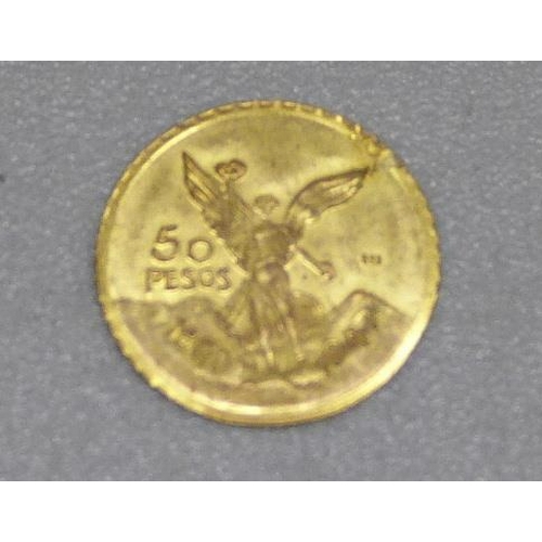 926 - A small gold Mexican 50 Pesos coin