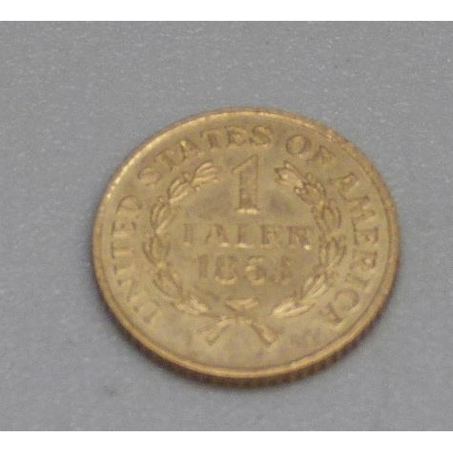 928 - An 1853 USA 1 Taler gold coin, 1.5g