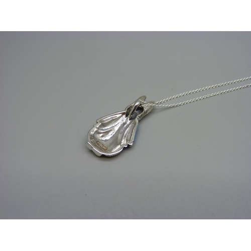 958 - A silver and enamel Peter Rabbit pendant and chain