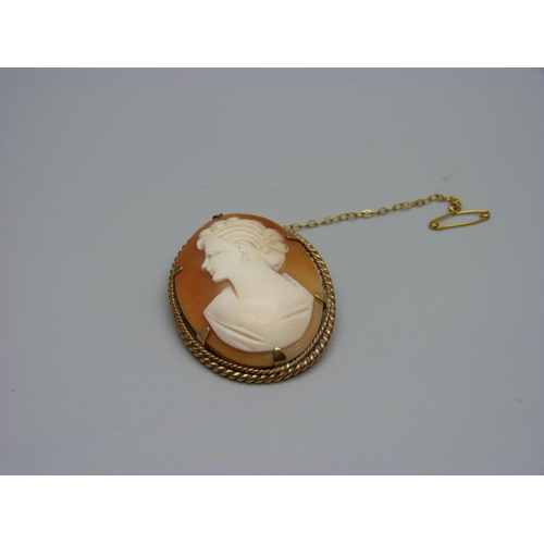 960 - A 9ct gold mounted cameo brooch