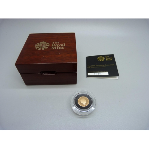 962 - A 2014 proof quarter sovereign, The Royal Mint