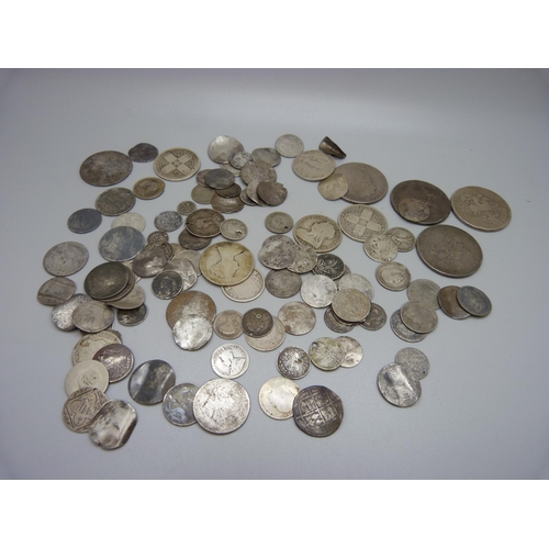 966 - A collection of pre 1920 silver coins including Georgian and Victorian, a/f, 400g