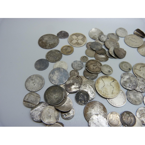 966 - A collection of pre 1920 silver coins including Georgian and Victorian, a/f, 400g