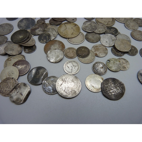 966 - A collection of pre 1920 silver coins including Georgian and Victorian, a/f, 400g