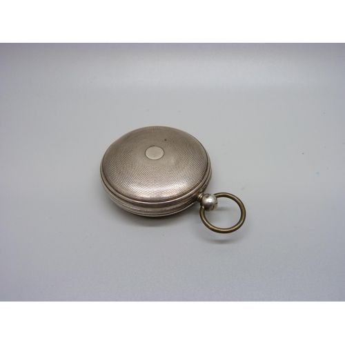 968 - A silver full hunter verge fusee pocket watch, dial a/f, lacking glass