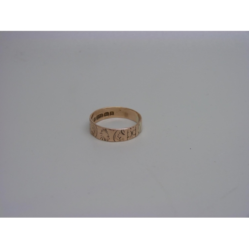 985 - A vintage 9ct rose gold wedding ring, Birmingham 1901, 1.9g, O