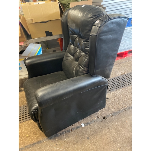 2200 - black leather effect powered rise and recline arm chair