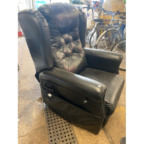 2200 - black leather effect powered rise and recline arm chair