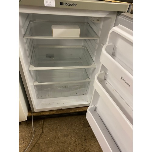 2213 - hotpiont silver undercounter fridge