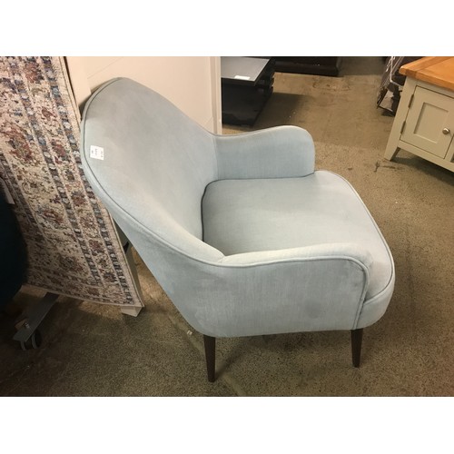 1525A - A light blue upholstered side chair with dark oak legs