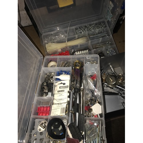 2145 - Sockets and 1/2” socket wrench, hole saws, Stanley and Goodscrew organiser trays and sorter-carrier ... 