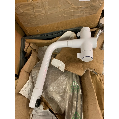 2054 - 20+ items plumbing job lot: qty. of unused boxed kitchen and bath taps, plumbing kit for stand alone... 