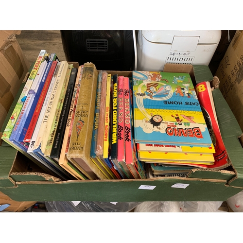 2072 - Box & bag of books, Beano annuals, other annuals and Explore and Learn books