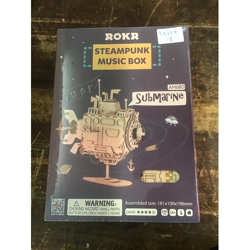 2036 - ROKR Steampunk submarine wooden music box kit - sealed