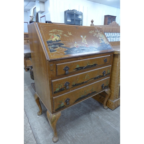 151 - A Japanned walnut bureau de dame