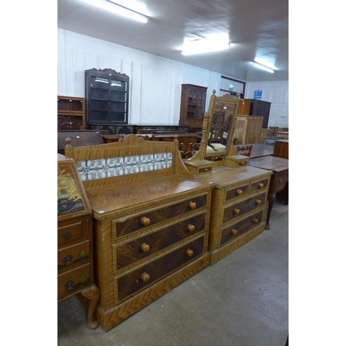 152 - A Victorian scumbled pine washstand and dressing chest