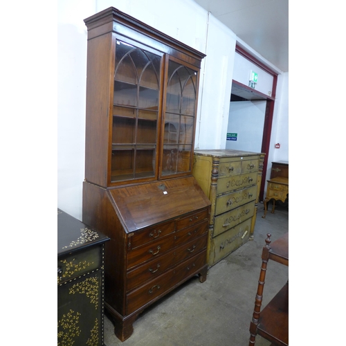 191 - A George III mahogany bureau bookcase