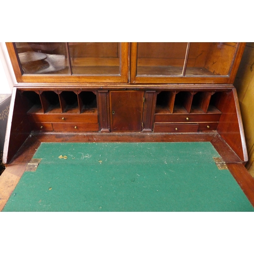 191 - A George III mahogany bureau bookcase