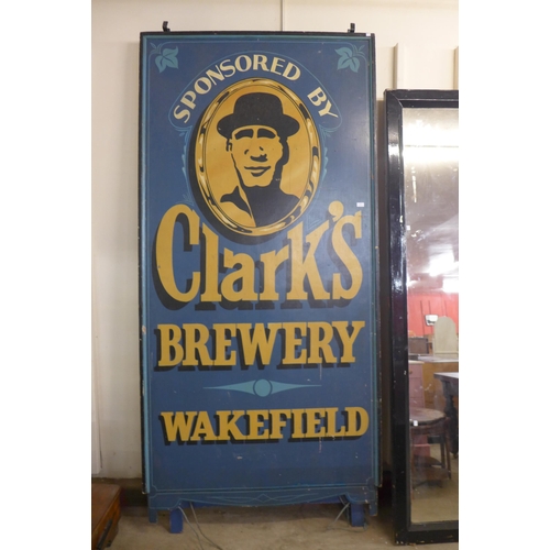 217 - A large Clarke's Brewery pub sign, 270 x 126cms