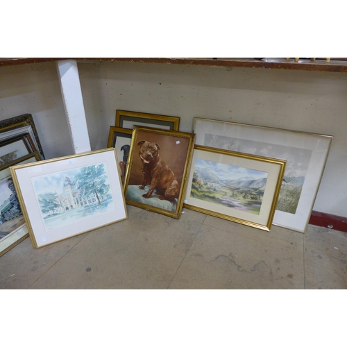 281 - A signed Jeremy King limited edition print, Loch scene, a watercolour and two others