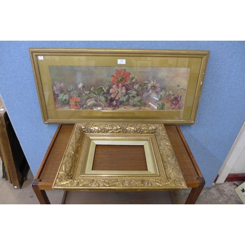 286 - A still life of flowers, watercolour, monogrammed MB, dated 1886 and a gilt picture frame