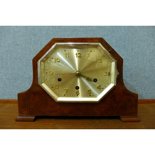 320 - An Art Deco walnut mantel clock