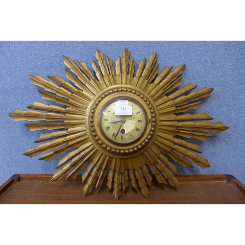 321 - A gilt sunburst wall clock