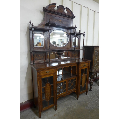 83 - An Edward VII marquetry inlaid rosewood mirrorback side cabinet