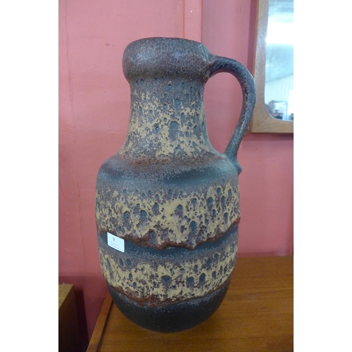 9 - A West German Carstens fat lava pottery vase, 51cms h