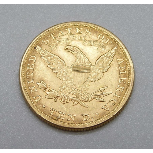 1022 - An 1881 United States ten dollars Liberty Eagle gold coin, 16.6g