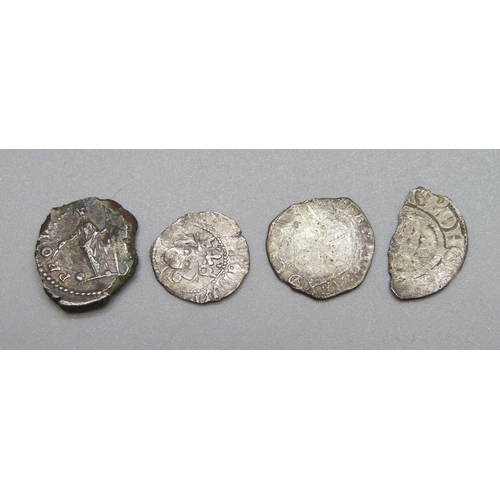 1029 - Three hammered silver coins and an early coin