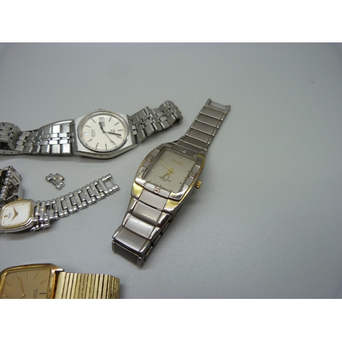 1036 - Four Seiko wristwatches, (lady's strap a/f)