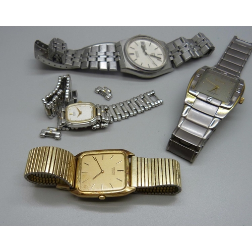 1036 - Four Seiko wristwatches, (lady's strap a/f)