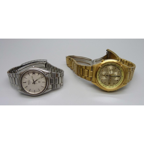A Seiko Chronograph wristwatch, the case back inscribed . v England 1995/96,  and a Seiko quartz w