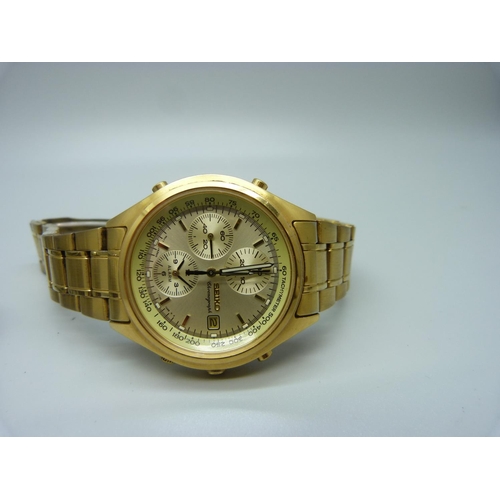 1055 - A Seiko Chronograph wristwatch, the case back inscribed S.A. v England 1995/96, and a Seiko quartz w... 