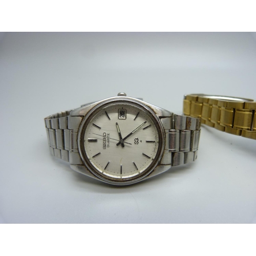A Seiko Chronograph wristwatch, the case back inscribed . v England 1995/96,  and a Seiko quartz w