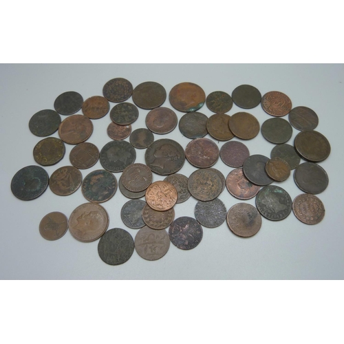 1074 - Assorted old bronze coins