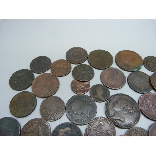 1074 - Assorted old bronze coins