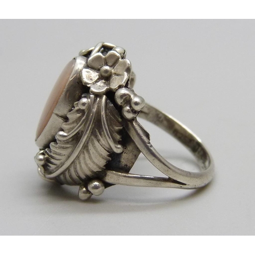 1125 - A silver Navaho ring by Tony Guerro, J