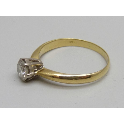 1140 - An 18ct gold and diamond solitaire ring, approximately 0.50ct weight, 2.1g, M