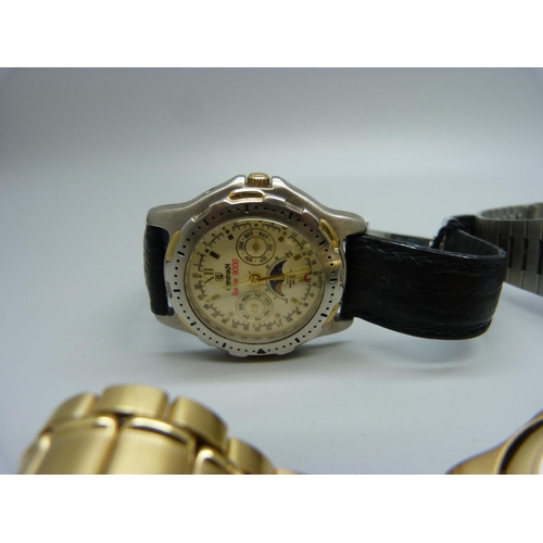 1162 - Five quartz wristwatches including Longines