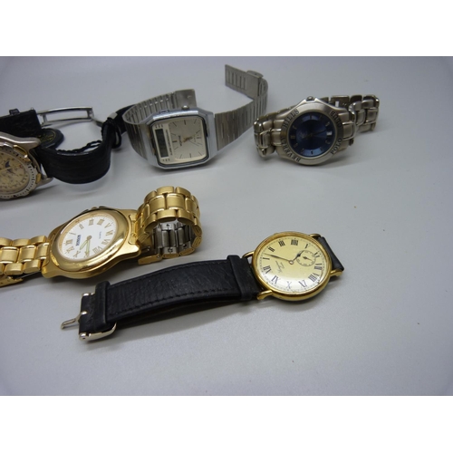 1162 - Five quartz wristwatches including Longines